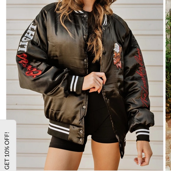 The Laundry Room Coors Light Beer Wolf Varsity Jacket - Black,Bomber Jacket - Picture 13 of 16